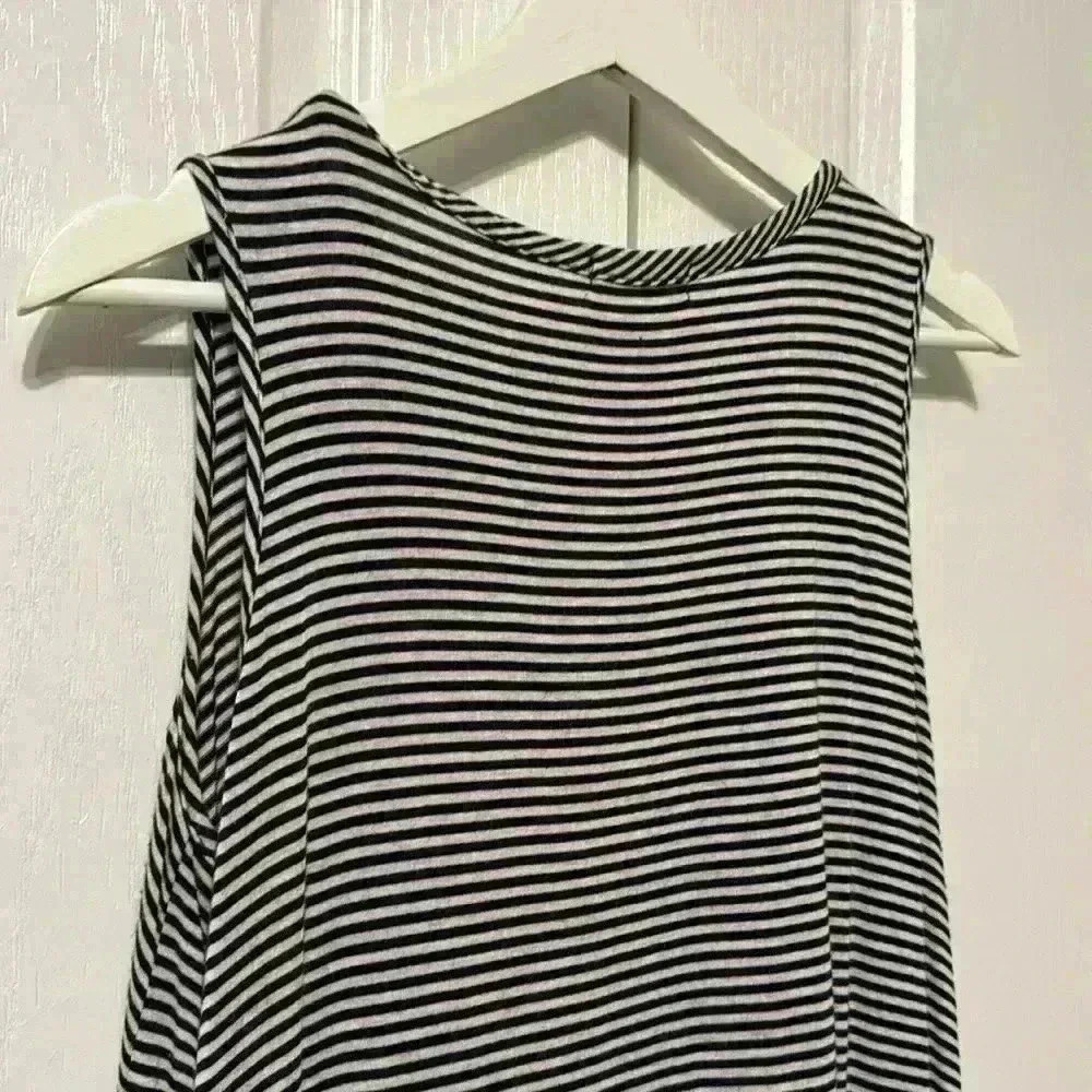 Anthropologie Pebble and Stone Women’s small sleeveless top fringe navy cream - Picture 5 of 8